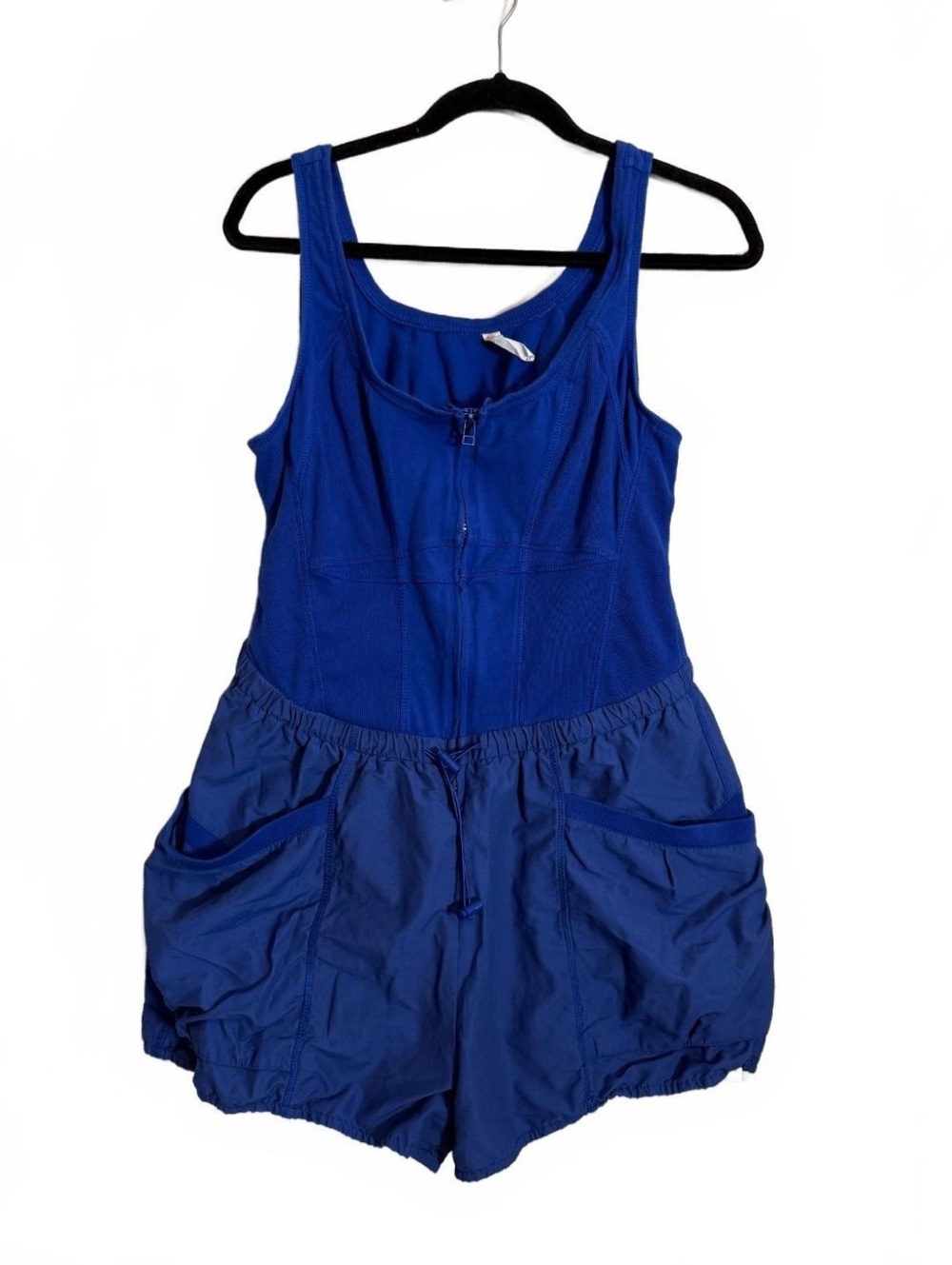 Blue Sleeveless Romper Cut out Back